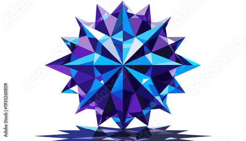 A professional vector illustration of a complex geometric star shape with multiple facets and reflections