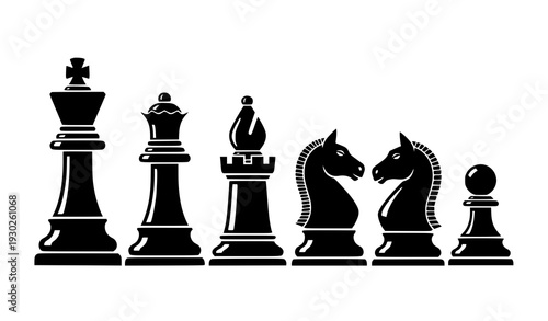 Classic chess piece icon set flat vector illustration