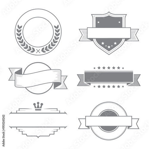 Elegant minimalist badge and ribbon set for awards and achievements