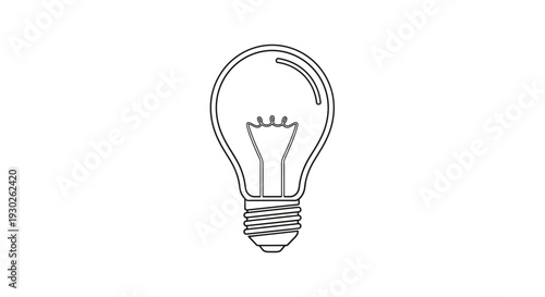 Simple Line Art Illustration of a Classic Incandescent Light Bulb on White Background
