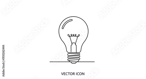 Simple Line Art Light Bulb Icon Symbolizing Idea Generation and Innovation