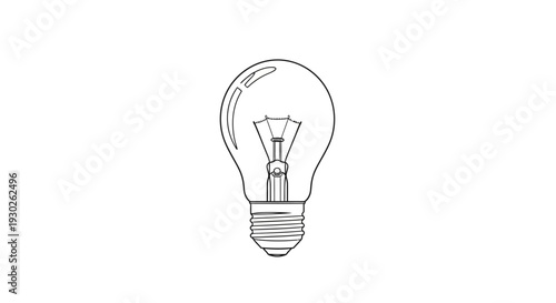 Simple line drawing of a classic incandescent light bulb on a white background