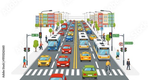 Busy City Street with Traffic.