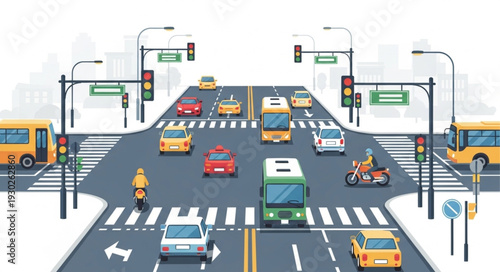 Busy City Street with Traffic.