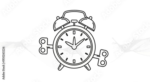 Retro Alarm Clock with Wind-Up Keys - Vintage Timekeeping Icon