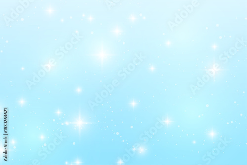 水色グラデーションに輝くキラキラ光の抽象背景イラスト