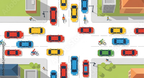 Busy City Street with Vehicles.