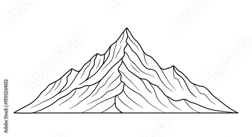Majestic Mountain Peak Silhouette, Jagged Ridges, Dramatic Landscape, Nature's Grandeur