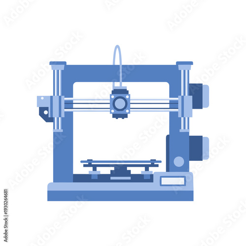 Blue 3D Printer Machine Illustration.
