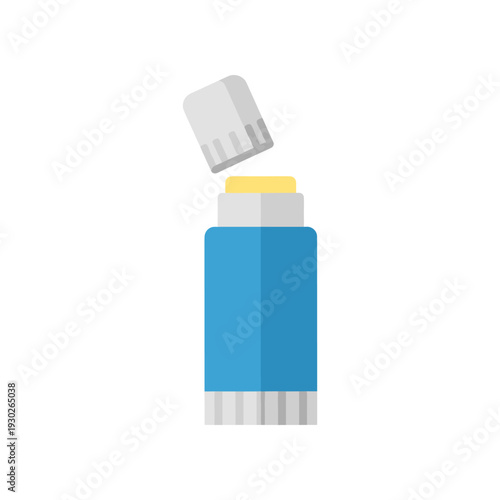 Blue Asthma Inhaler with Open Cap.