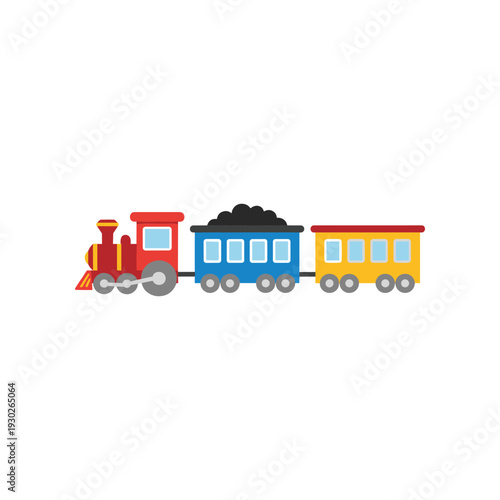 Colorful Toy Train with Cargo Cars.