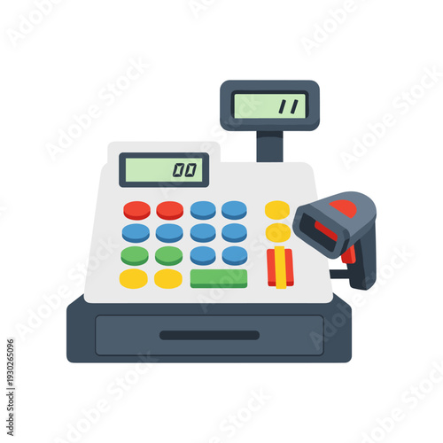 Cash Register with Scanner and Display.