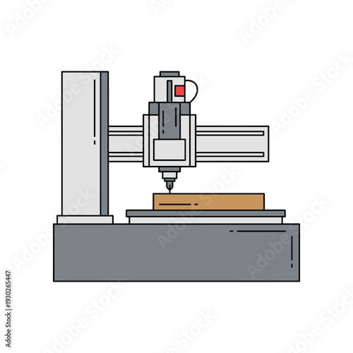 CNC Milling Machine Cutting Wooden Block.