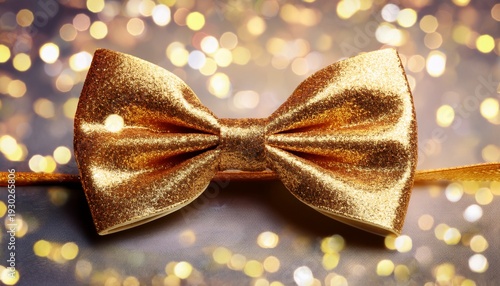 Glittering Gold Bow Tie Accessory On A Solid For Celebration