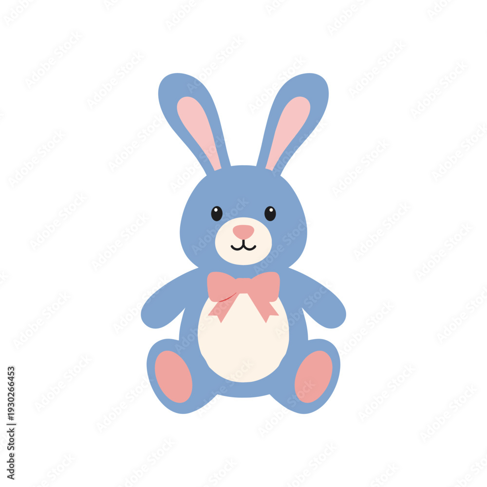 Fototapeta premium Blue Cartoon Bunny with Pink Bow Tie.