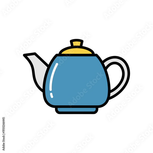 Blue Teapot with Yellow Lid Illustration.