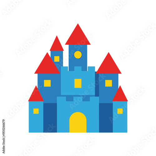 Blue Cartoon Castle with Red Roofs 1.