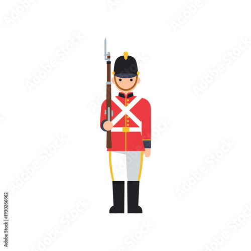 British Guard Soldier Standing with Rifle.