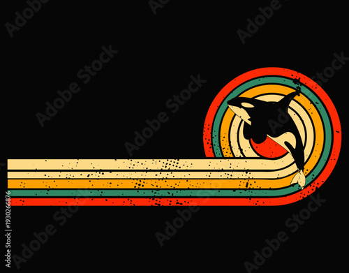 Orca Shirt Retro Style Killer Whale - printable editable vector art file.