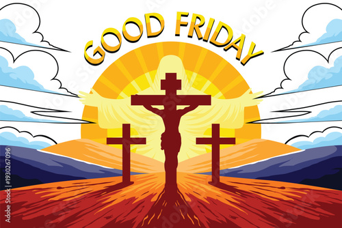 flat illustration background with Good Friday theme