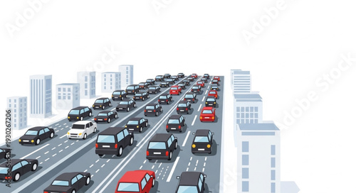 Busy Highway with Cars and Trucks.