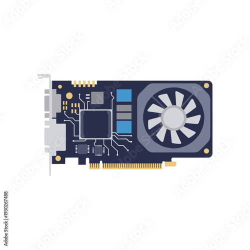 Graphics Card with Fan and Circuitry Details.