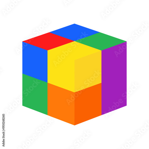 Colorful Cube with Bright Faces Displayed.