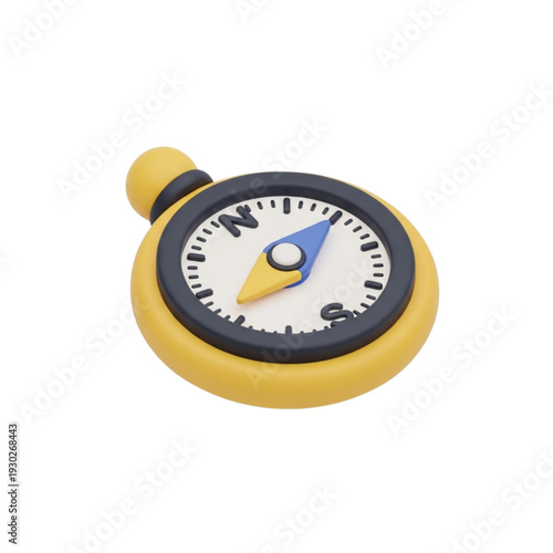 3D Compass Icon - Navigational Tool for Exploration and Adventure