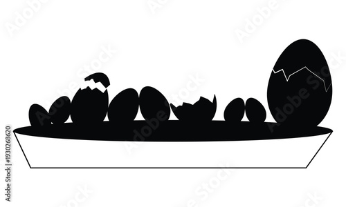 Easter egg icon set, broken egg icon, cracked egg, vector set of Easter day. simple line eggs. 