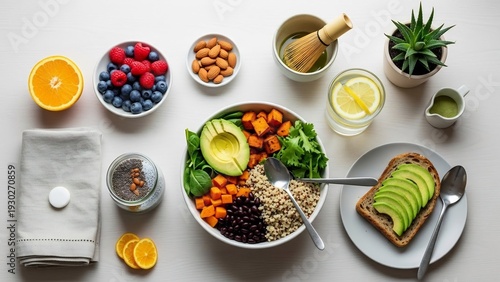 Healthy and Nutritious Food Spread - A Colorful and Balanced Meal.