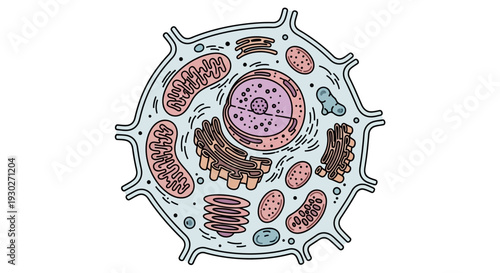 Diagram of a plant cell showing organelles: nucleus, mitochondria, chloroplasts, endoplasmic reticulum, Golgi apparatus, vacuole.