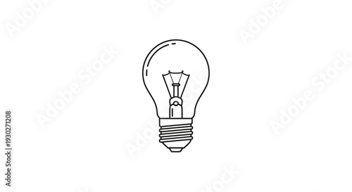 Classic Incandescent Light Bulb Outline, Symbol of Ideas, Innovation, and Energy