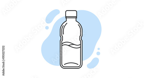 Clean Water Bottle Icon with Blue Splash Background - Healthy Hydration Concept