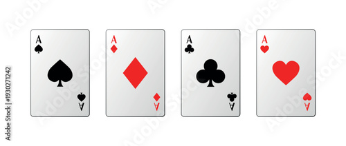 Casino Card Game Symbols. Ace of Spades, Hearts, Diamonds, Clubs