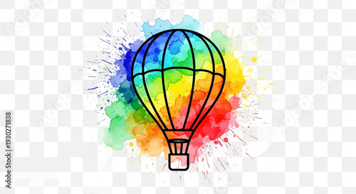 Colorful Hot Air Balloon Splash Watercolor Art