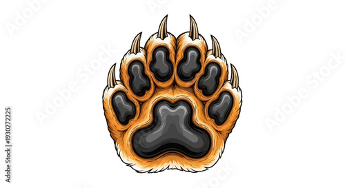 Dynamic cartoon-style depiction of a large predator's paw with prominent claws, embodying strength, primal instinct, and a protective presence of the wilderness