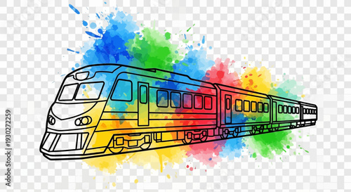 Colorful Watercolor Train Illustration - Artistic Transportation Concept