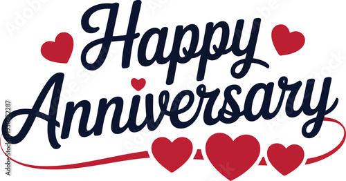 Happy anniversary text with hearts