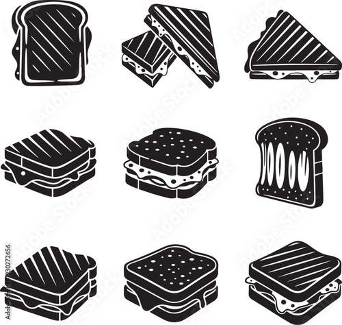Black and White Vector Sandwich Illustrations