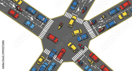 Busy Roundabout with Toy Cars.