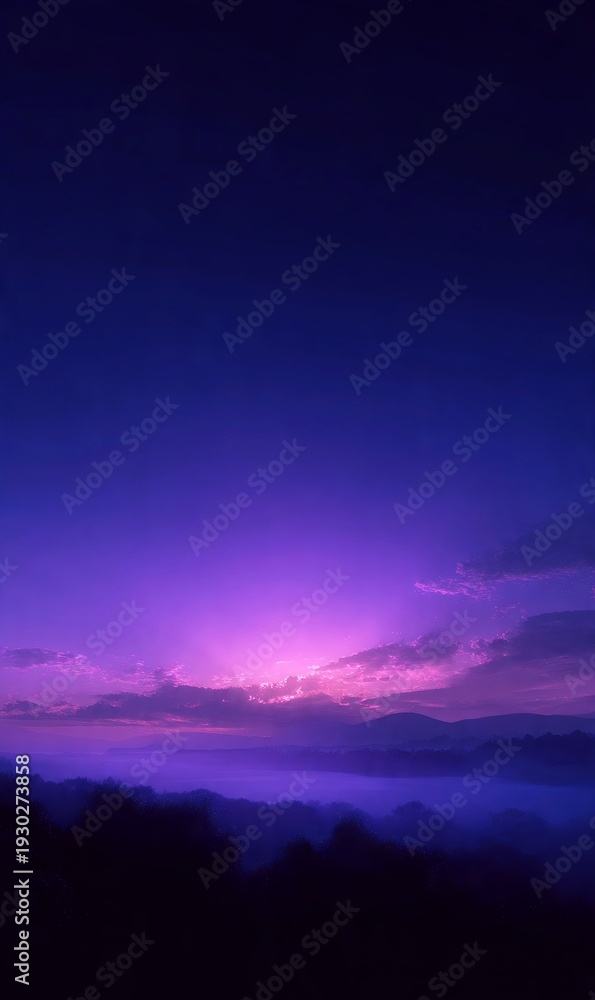 Obraz premium Sunset over the mountains beneath a dramatic cloudy night sky