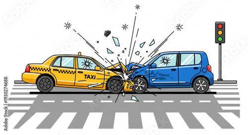 Car Accident at City Intersection.