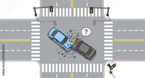 Car Accident at Crossroads Collision.