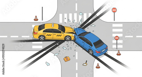 Car Accident at Intersection Collision.