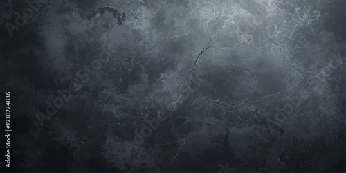 A dark grunge texture background merges abstract smoke and storm clouds under a deep blue night sky with misty fog over a stormy ocean