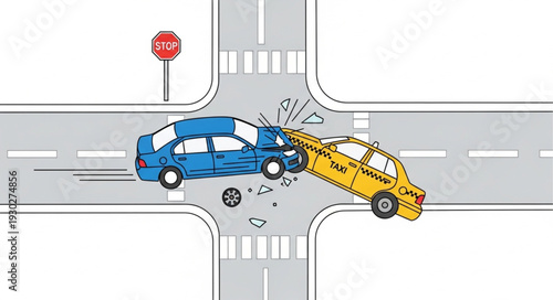 Car Accident at Road Intersection.