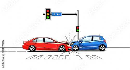 Car Accident at Traffic Light.