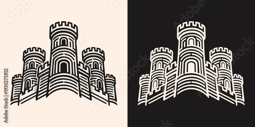 Majestic Medieval Castle Fortress with Multiple Guard Towers