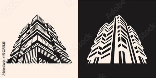 Modern Abstract Skyscraper Architecture Building Low Angle View