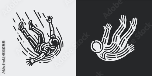 Person Falling Downwards in Distress Vector Illustration
